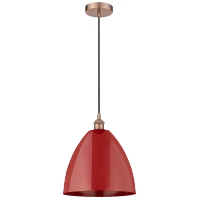 Innovations Lighting Plymouth Dome 12" Wide Copper Corded Mini Pendant W/ Red Shade