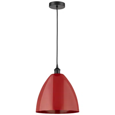 Innovations Lighting Plymouth Dome 12" Wide Matte Black Corded Mini Pendant W/ Red Shade