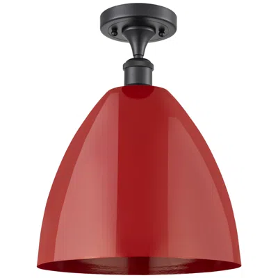 Innovations Lighting Plymouth Dome 12" Wide Matte Black Semi Flush Mount W/ Red Shade