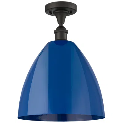 Innovations Lighting Plymouth Dome 12" Wide Oil Rubbed Bronze Semi Flush Mount W/ Blue Shad
