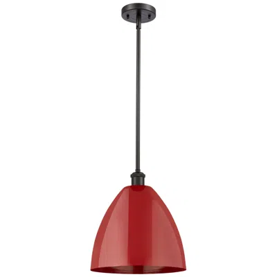 Innovations Lighting Plymouth Dome 12" Wide Oil Rubbed Bronze Stem Hung Pendant W/ Red Shad
