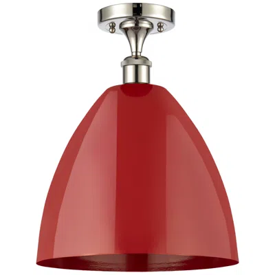 Innovations Lighting Plymouth Dome 12" Wide Polished Nickel Semi Flush Mount W/ Red Shade