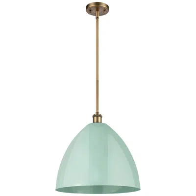 Innovations Lighting Plymouth Dome 16" Wide Brushed Brass Stem Hung Pendant W/ Seafoam Shad