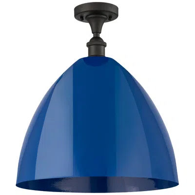 Innovations Lighting Plymouth Dome 16" Wide Oil Rubbed Bronze Semi Flush Mount W/ Blue Shad