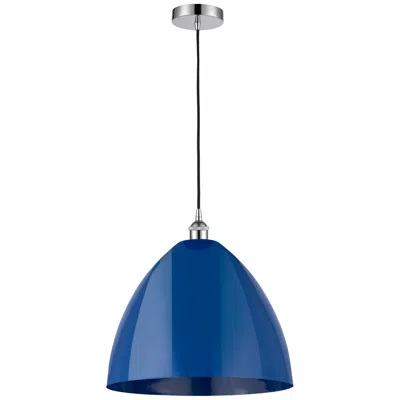 Innovations Lighting Plymouth Dome 16" Wide Polished Chrome Corded Mini Pendant W/ Blue Sha