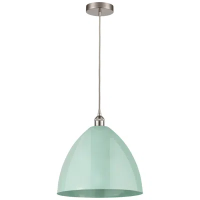 Innovations Lighting Plymouth Dome 16"w Brushed Nickel Corded Mini Pendant W/ Seafoam Shade