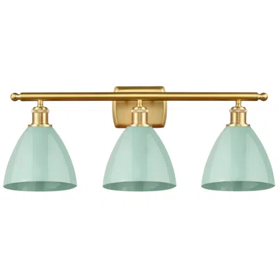 Innovations Lighting Plymouth Dome 27.5" Wide 3 Light Gold Bath Vanity Light W/ Seafoam Sha