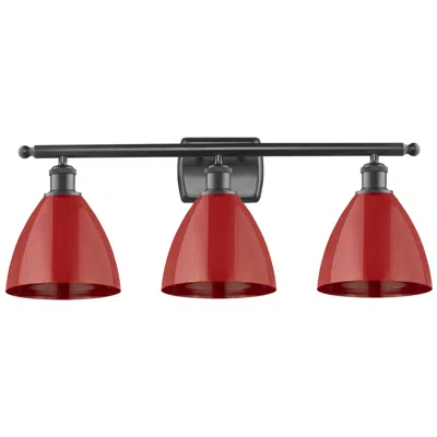 Innovations Lighting Plymouth Dome 27.5" Wide 3 Light Matte Black Bath Vanity Light W/ Red