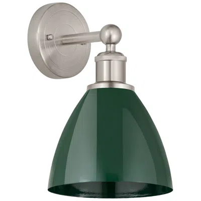 Innovations Lighting Plymouth Dome 3" High Satin Nickel Sconce With Green Shade