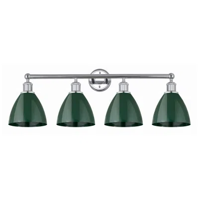 Innovations Lighting Plymouth Dome 34.5"w 4 Light Polished Chrome Bath Light W/ Green Shade