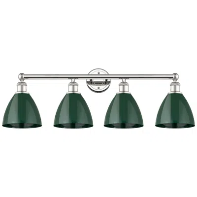 Innovations Lighting Plymouth Dome 34.5"w 4 Light Polished Nickel Bath Light With Green Sha