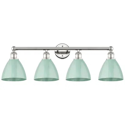 Innovations Lighting Plymouth Dome 34.5"w 4 Light Polished Nickel Bath Light With Seafoam S