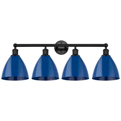 Innovations Lighting Plymouth Dome 35" 4-light Matte Black Bath Light W/ Blue Shade