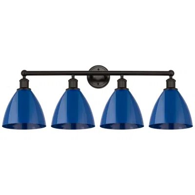 Innovations Lighting Plymouth Dome 35" 4-light Oil Rubbed Bronze Bath Light W/ Blue Shade
