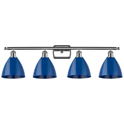 Innovations Lighting Plymouth Dome 37.5"w 4 Light Polished Chrome Bath Light W/ Blue Shade