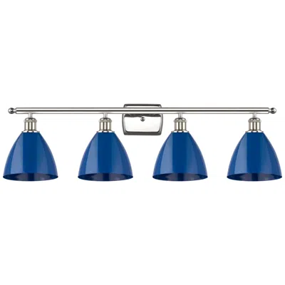 Innovations Lighting Plymouth Dome 37.5"w 4 Light Polished Nickel Bath Light W/ Blue Shade