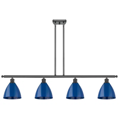 Innovations Lighting Plymouth Dome 48" Wide 4 Light Matte Black Island Light W/ Blue Shade