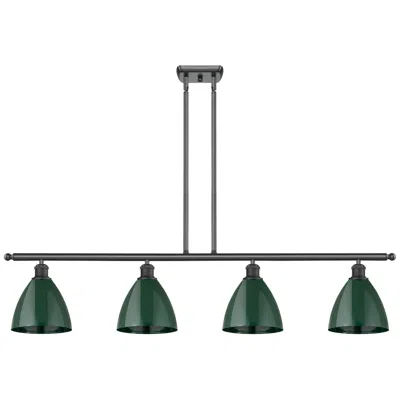 Innovations Lighting Plymouth Dome 48" Wide 4 Light Matte Black Island Light W/ Green Shade