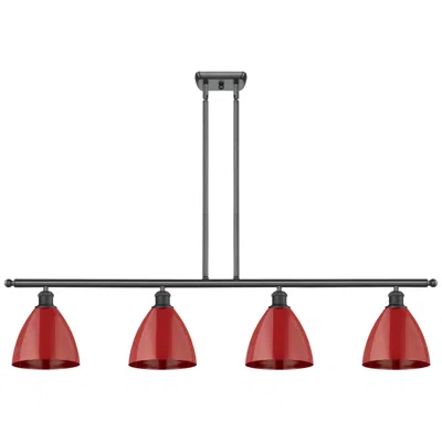 Innovations Lighting Plymouth Dome 48" Wide 4 Light Matte Black Island Light W/ Red Shade