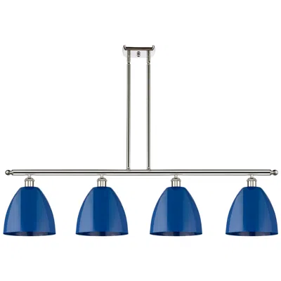 Innovations Lighting Plymouth Dome 48" Wide 4 Light Polished Nickel Island Light W/ Blue Sh