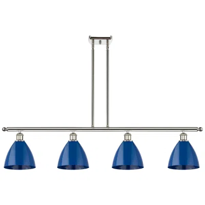 Innovations Lighting Plymouth Dome 48" Wide 4 Light Polished Nickel Island Light W/ Blue Sh