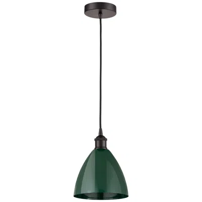 Innovations Lighting Plymouth Dome 7.5" Wide Bronze Corded Mini Pendant W/ Green Shade