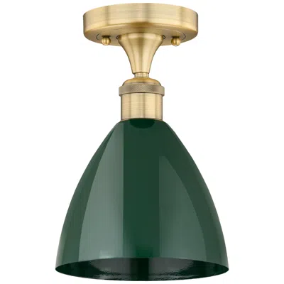 Innovations Lighting Plymouth Dome 7.5" Wide Brushed Brass Semi.flush Mount With Green Shad