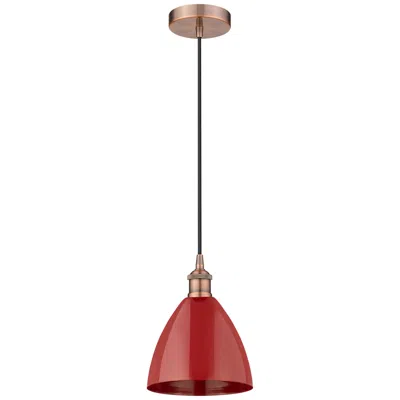 Innovations Lighting Plymouth Dome 7.5" Wide Copper Corded Mini Pendant W/ Red Shade
