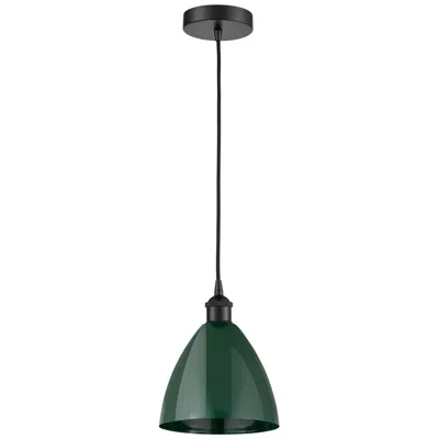 Innovations Lighting Plymouth Dome 7.5" Wide Matte Black Corded Mini Pendant W/ Green Shade