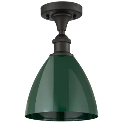 Innovations Lighting Plymouth Dome 7.5" Wide Oil Rubbed Bronze Semi Flush Mount W/ Green Sh