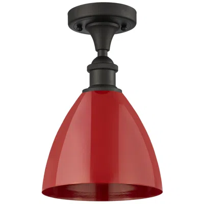 Innovations Lighting Plymouth Dome 7.5" Wide Oil Rubbed Bronze Semi Flush Mount W/ Red Shad