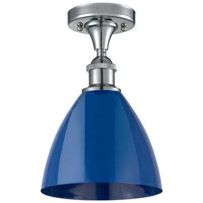 Innovations Lighting Plymouth Dome 7.5" Wide Polished Chrome Semi Flush Mount W/ Blue Shade