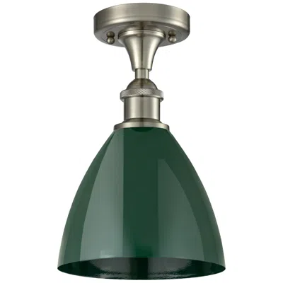 Innovations Lighting Plymouth Dome 7.5"w Brushed Satin Nickel Semi Flush Mount W/ Green Sha