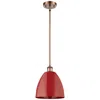 Innovations Lighting Plymouth Dome 9" Wide Copper Stem Hung Pendant W/ Red Shade In Red