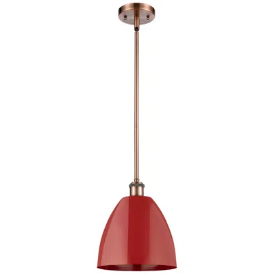 Innovations Lighting Plymouth Dome 9" Wide Copper Stem Hung Pendant W/ Red Shade