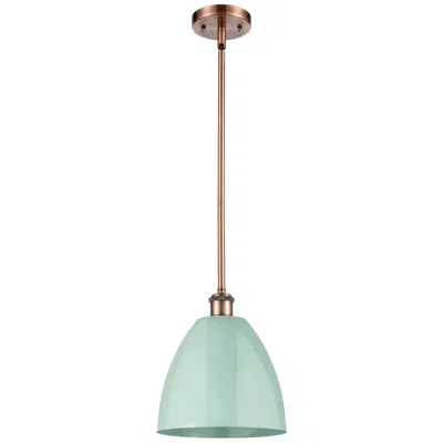 Innovations Lighting Plymouth Dome 9" Wide Copper Stem Hung Pendant W/ Seafoam Shade In Blue