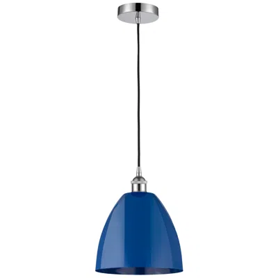 Innovations Lighting Plymouth Dome 9" Wide Polished Chrome Corded Mini Pendant W/ Blue Shad