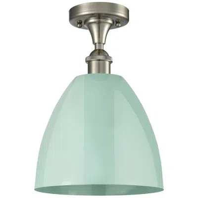 Innovations Lighting Plymouth Dome 9"w Brushed Satin Nickel Semi Flush Mount W/ Seafoam Sha