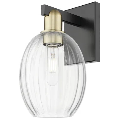 Innovations Lighting Preston 12.5"h Black Antique Brass Wall Sconce With Bell Clear Shade
