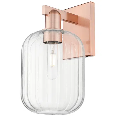 Innovations Lighting Preston 13.5" High Antique Copper Wall Sconce With Clear Jar Shade