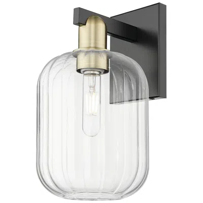 Innovations Lighting Preston 13.5" High Black Antique Brass Wall Sconce With Clear Jar Shade