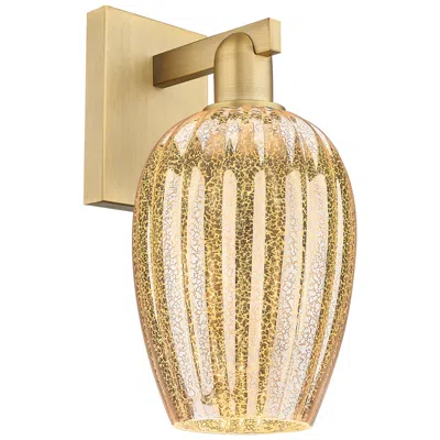 Innovations Lighting Preston 13.5" High Brushed Brass Wall Sconce With Mercury Flute Shade