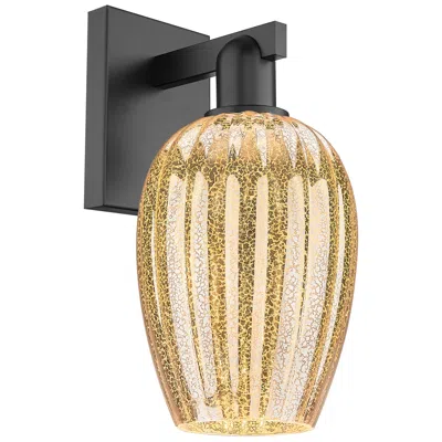 Innovations Lighting Preston 13.5" High Matte Black Wall Sconce With Mercury Flute Shade