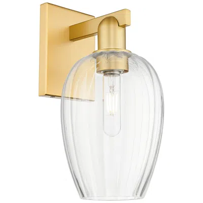 Innovations Lighting Preston 13.5" High Satin Gold Wall Sconce With Flute Clear Shade