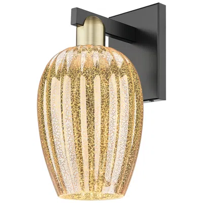 Innovations Lighting Preston 13.5"h Black Antique Brass Wall Sconce With Mercury Flute Shad In Gold
