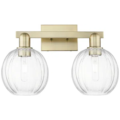 Innovations Lighting Preston 16"w 2 Light Antique Brass Bath Light W/ Globe Clear Shade