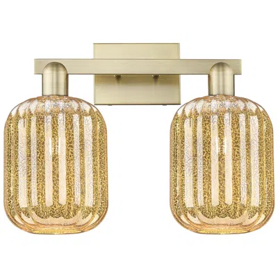 Innovations Lighting Preston 16"w 2 Light Antique Brass Bath Light With Mercury Jar Shade