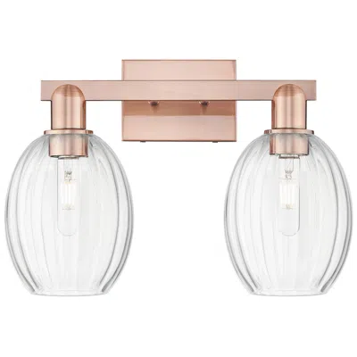 Innovations Lighting Preston 16"w 2 Light Antique Copper Bath Light With Bell Clear Shade