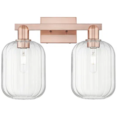 Innovations Lighting Preston 16"w 2 Light Antique Copper Bath Light With Clear Jar Shade