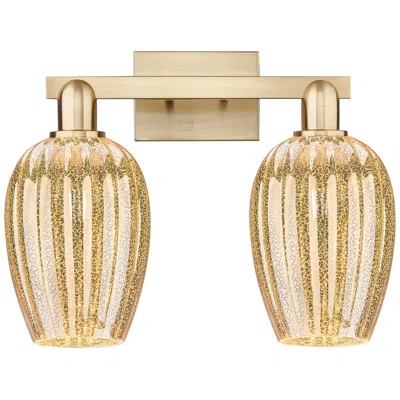 Innovations Lighting Preston 16"w 2 Light Bronze Bath Vanity Light With Flute Mercury Shade